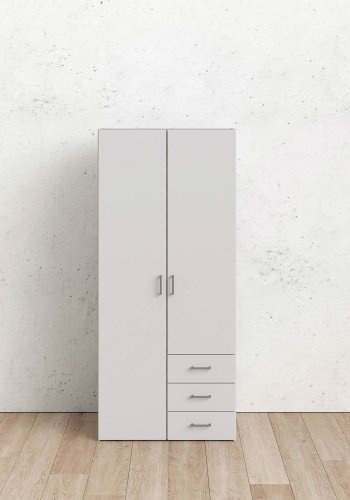 TVILUM Space garderobeskab - hvid tr, m. 2 lger og 3 skuffer
