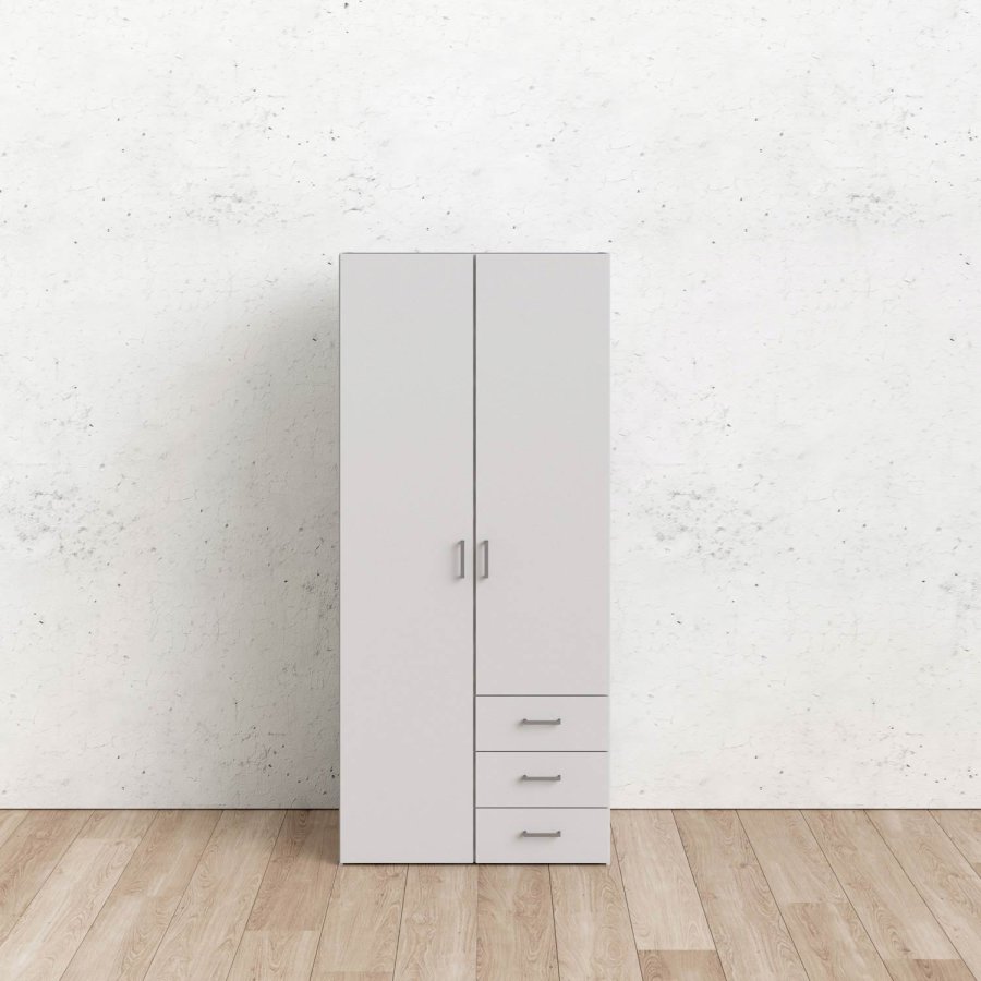 TVILUM Space garderobeskab - hvid tr, m. 2 lger og 3 skuffer