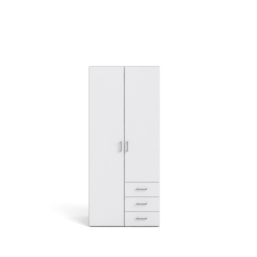 TVILUM Space garderobeskab - hvid tr, m. 2 lger og 3 skuffer