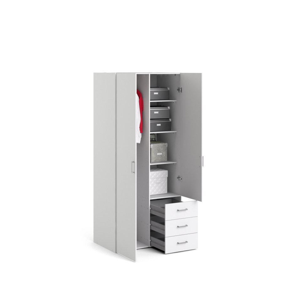 TVILUM Space garderobeskab - hvid tr, m. 2 lger og 3 skuffer