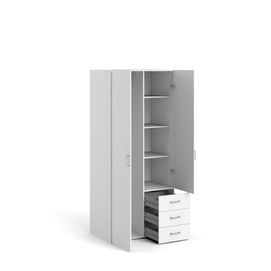 TVILUM Space garderobeskab - hvid tr, m. 2 lger og 3 skuffer