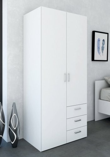 TVILUM Space garderobeskab - hvid tr, m. 2 lger og 3 skuffer