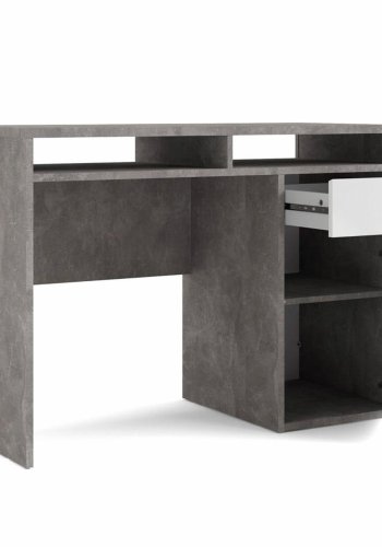 TVILUM Function Plus skrivebord, m. 1 lge, 2 rum og 1 skuffe - gr/hvid folie og plast (110,2x48,2)