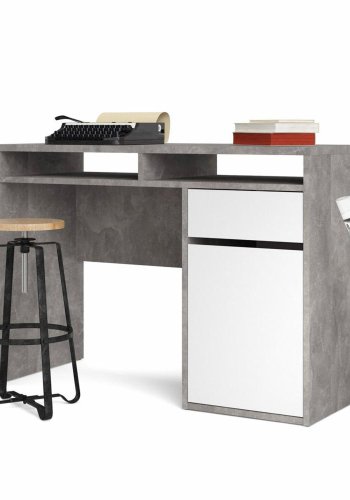 TVILUM Function Plus skrivebord, m. 1 lge, 2 rum og 1 skuffe - gr/hvid folie og plast (110,2x48,2)