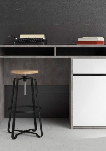 TVILUM Function Plus skrivebord, m. 1 lge, 2 rum og 1 skuffe - gr/hvid folie og plast (110,2x48,2)