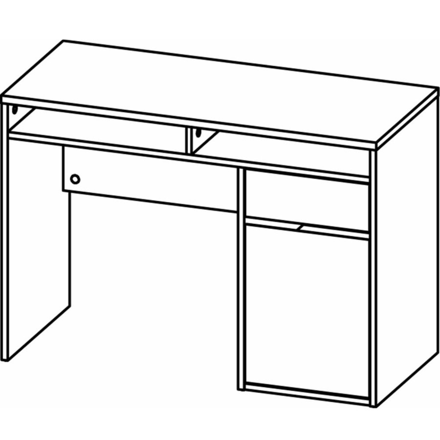 TVILUM Function Plus skrivebord, m. 1 lge, 2 rum og 1 skuffe - gr/hvid folie og plast (110,2x48,2)