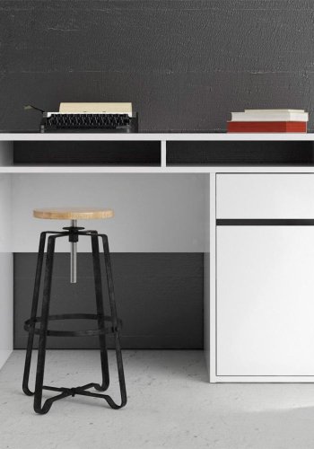 TVILUM Function Plus skrivebord, m. 1 lge, 2 rum og 1 skuffe - hvid folie og plast (110,2x48,2)