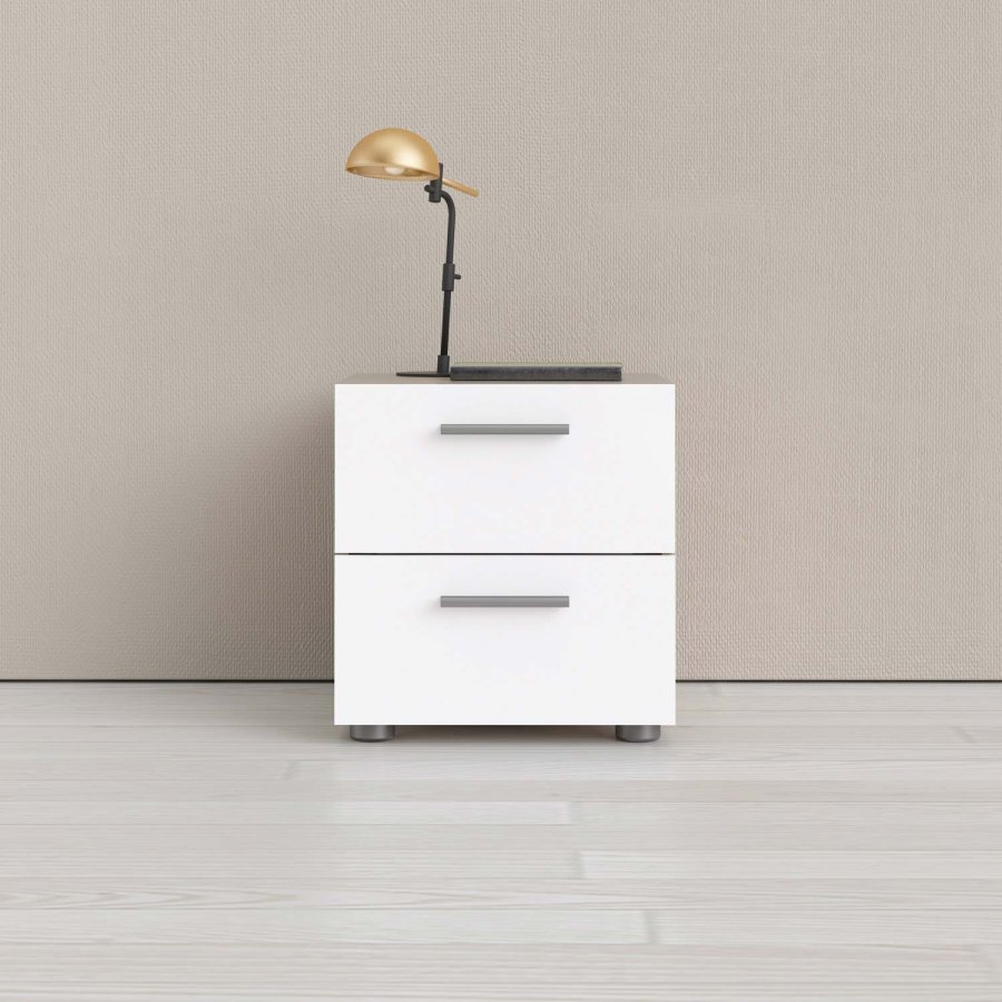 TVILUM Pepe natbord - egetrsstruktur/hvid hjglans, m. 2 skuffer 