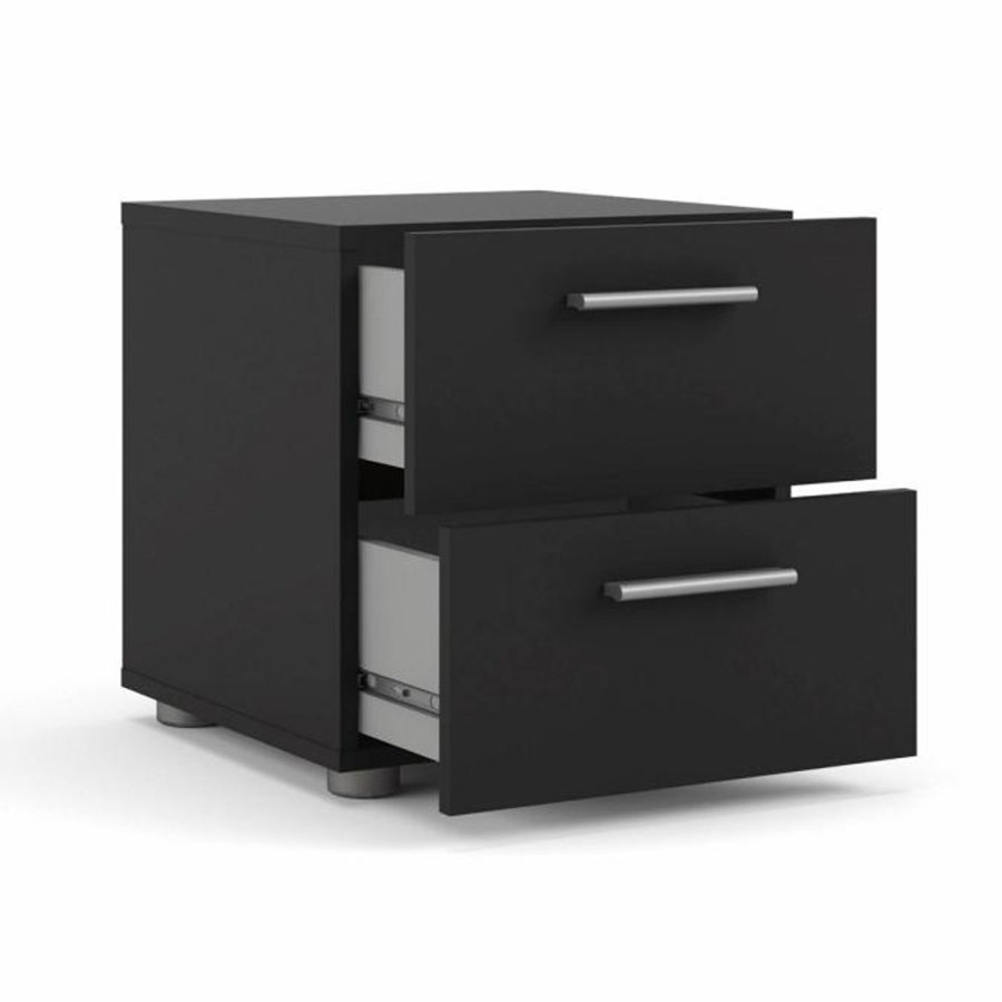 TVILUM Pepe sengebord, m. 2 skuffer - sort folie og plastik (40x40,25)