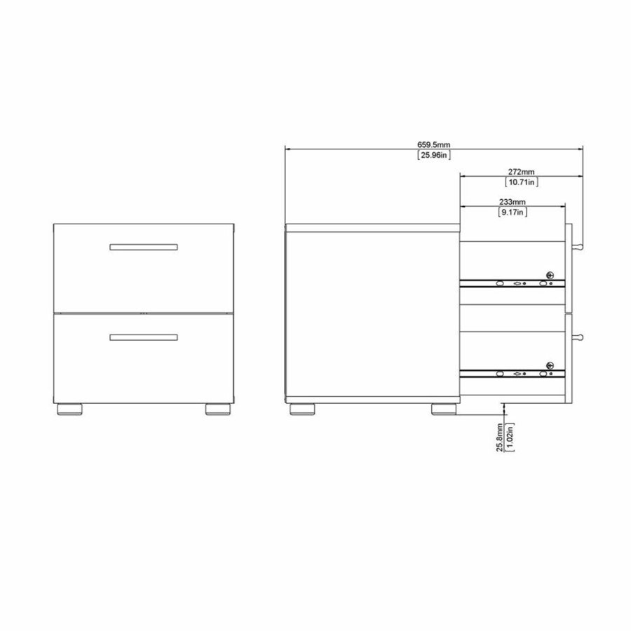 TVILUM Pepe sengebord, m. 2 skuffer - sort folie og plastik (40x40,25)