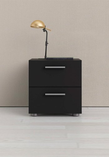 TVILUM Pepe sengebord, m. 2 skuffer - sort folie og plastik (40x40,25)