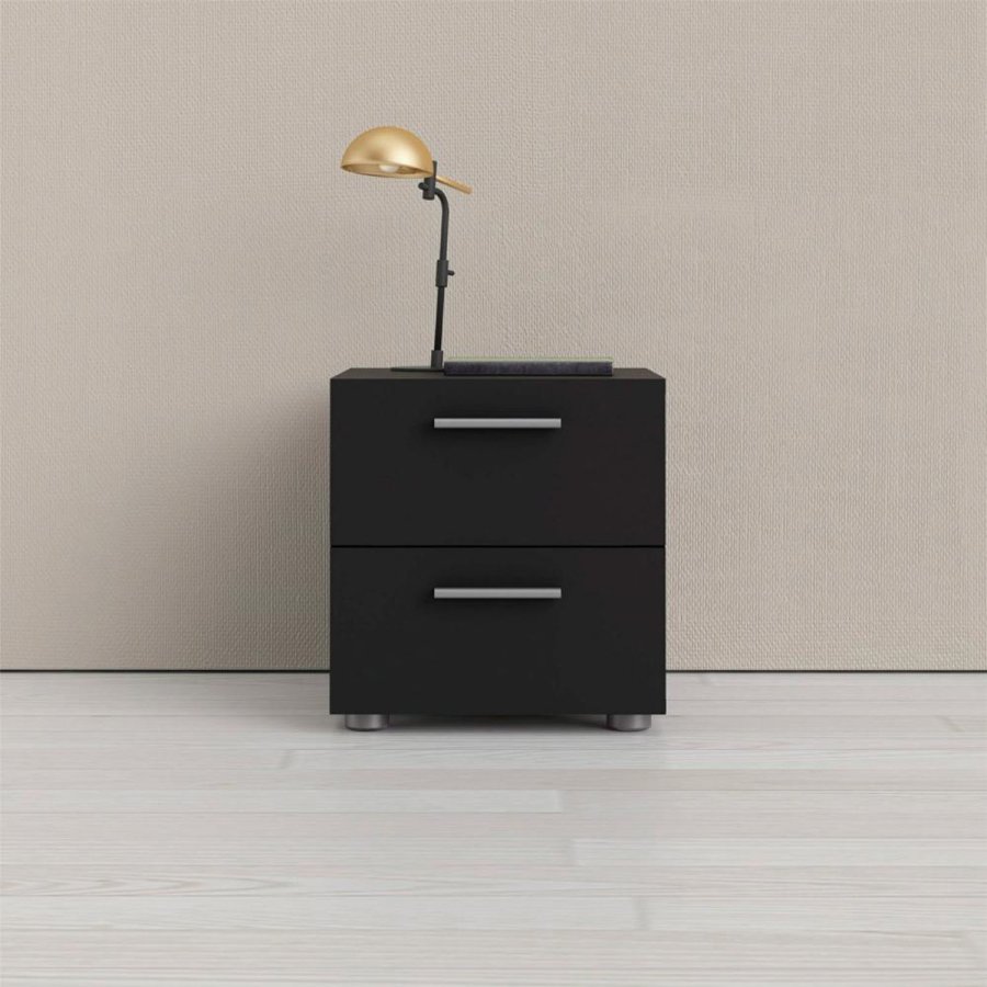 TVILUM Pepe sengebord, m. 2 skuffer - sort folie og plastik (40x40,25)