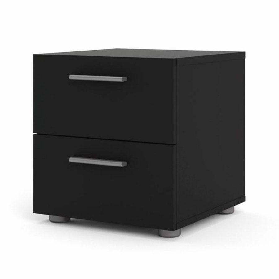 TVILUM Pepe sengebord, m. 2 skuffer - sort folie og plastik (40x40,25)