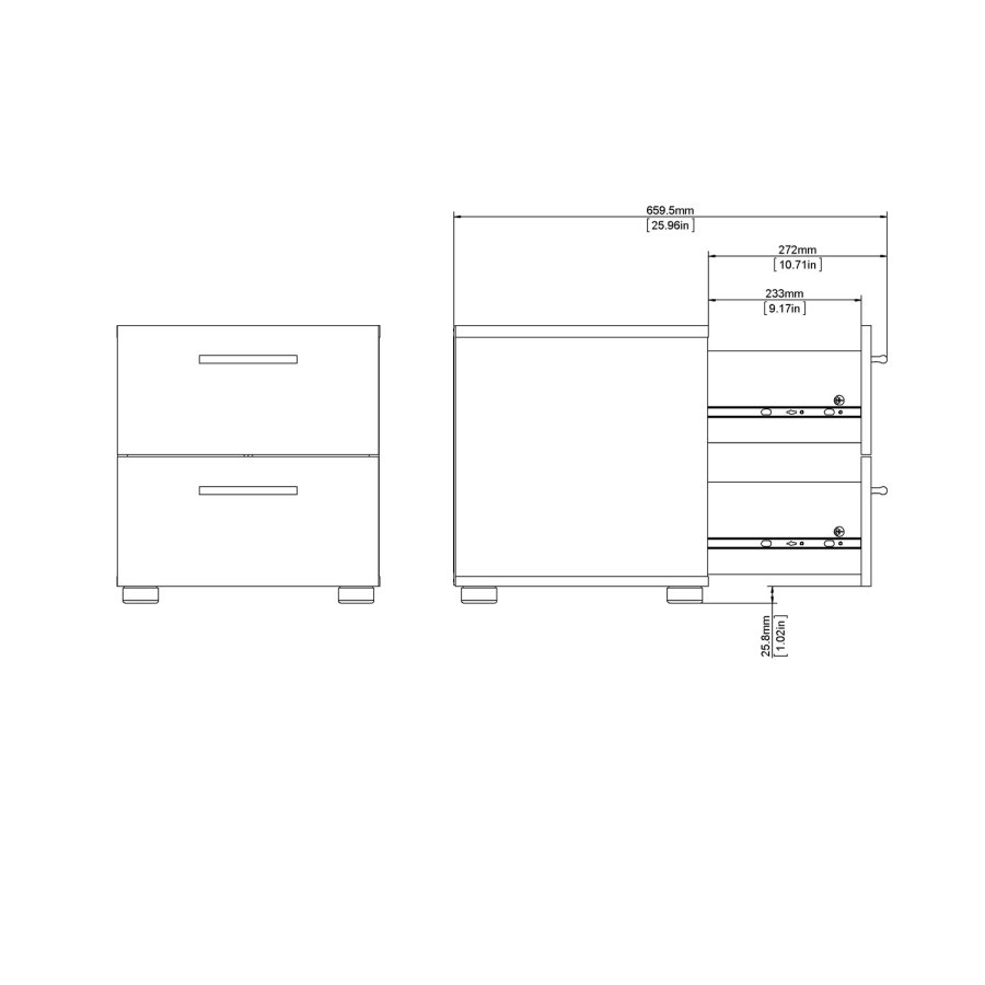 TVILUM Pepe natbord - egetrsstruktur/hvid hjglans, m. 2 skuffer 