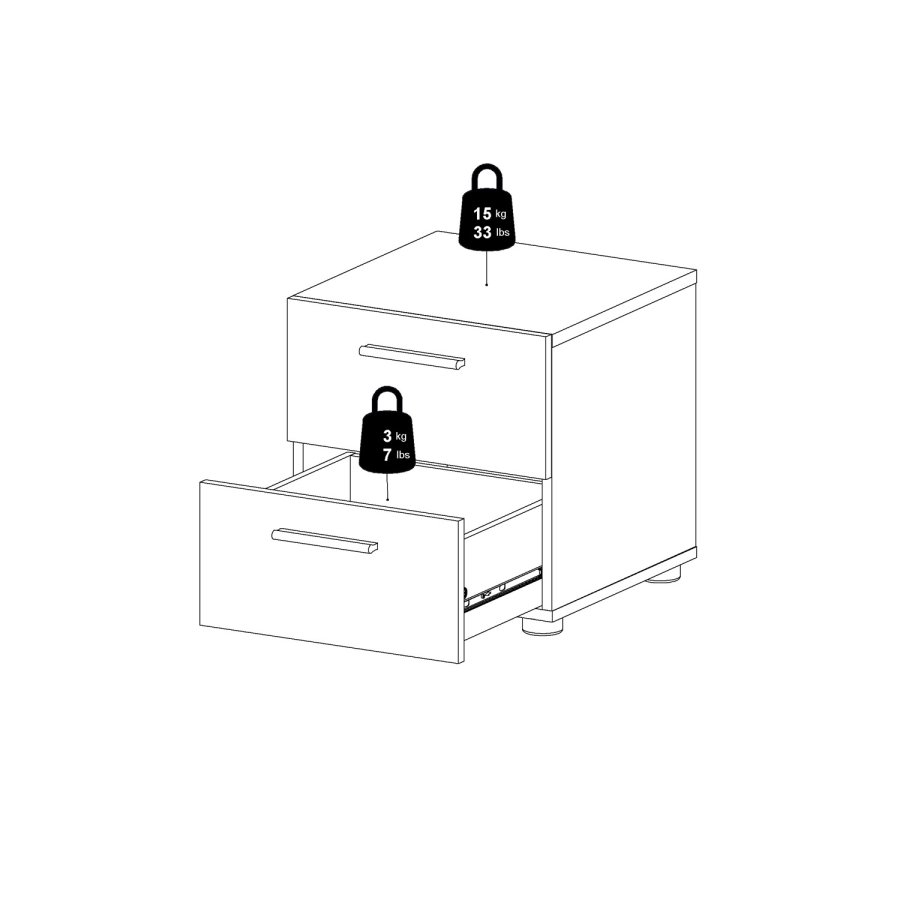 TVILUM Pepe natbord - egetrsstruktur/hvid hjglans, m. 2 skuffer 