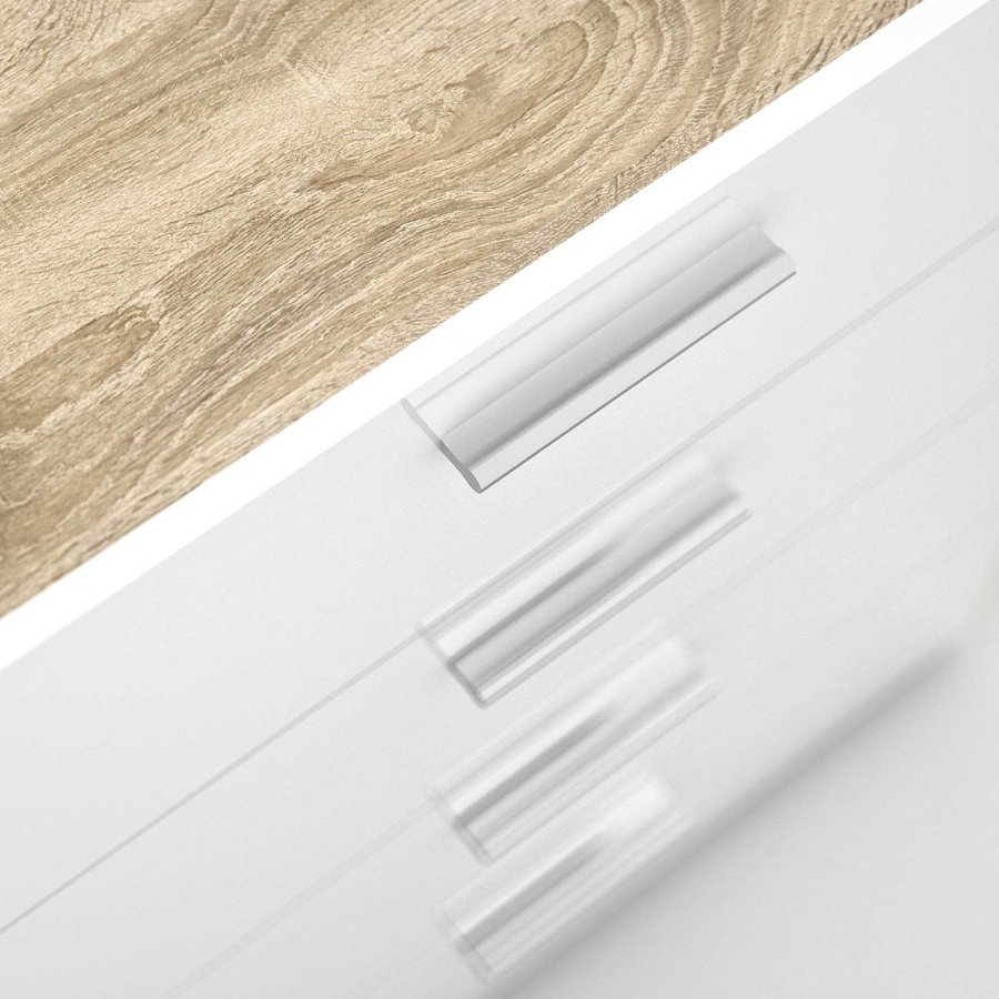 TVILUM Pepe kommode - egetrsstruktur/hvid hjglans, m. 4 skuffer 