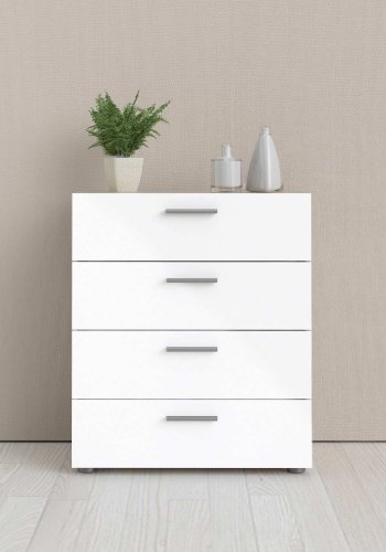 TVILUM Pepe kommode - egetrsstruktur/hvid hjglans, m. 4 skuffer 