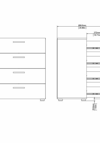 TVILUM Pepe kommode, m. 4 skuffer - sort folie og plastik