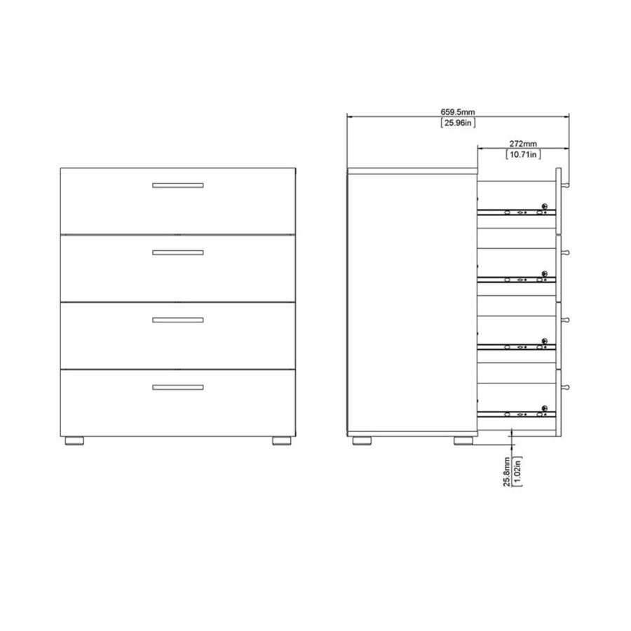 TVILUM Pepe kommode, m. 4 skuffer - sort folie og plastik