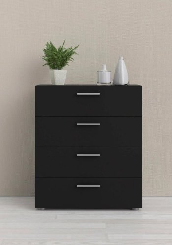 TVILUM Pepe kommode, m. 4 skuffer - sort folie og plastik