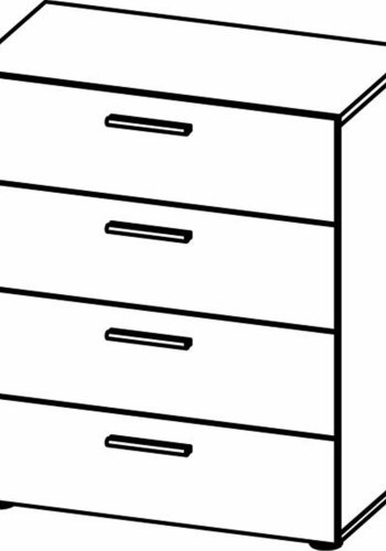 TVILUM Pepe kommode, m. 4 skuffer - sort folie og plastik