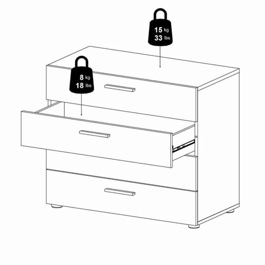 TVILUM Pepe kommode, m. 4 skuffer - egetrsfarvet folie og plastik