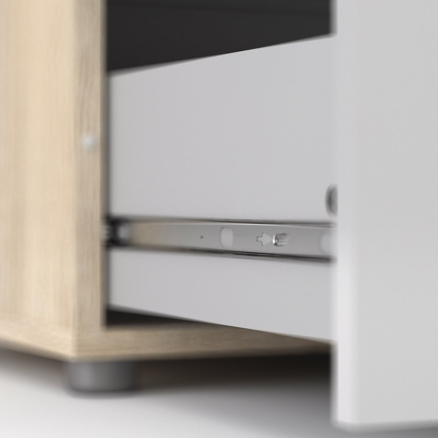 TVILUM Pepe kommode - egetrsstruktur/hvid hjglans, m. 4 skuffer 