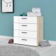TVILUM Pepe kommode - egetrsstruktur/hvid hjglans, m. 4 skuffer 