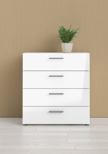 TVILUM Pepe kommode - egetrsstruktur/hvid hjglans, m. 4 skuffer 