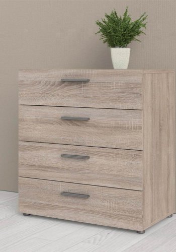 TVILUM Pepe kommode, m. 4 skuffer - trffel folie og plastik