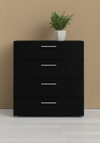 TVILUM Pepe kommode, m. 4 skuffer - sort folie og plastik