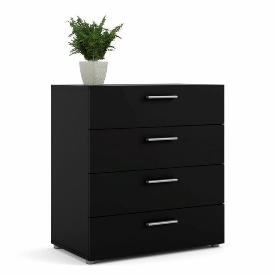TVILUM Pepe kommode, m. 4 skuffer - sort folie og plastik