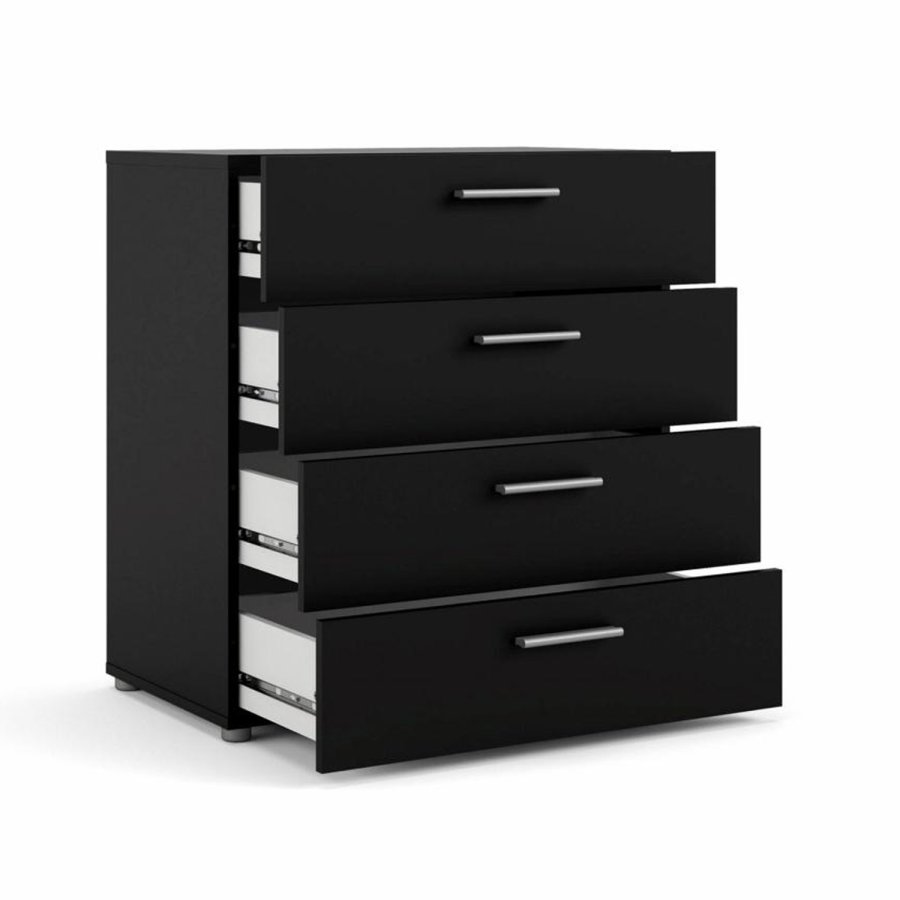 TVILUM Pepe kommode, m. 4 skuffer - sort folie og plastik