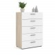 TVILUM Pepe kommode - hvid hjglans/natur tr/egetrsfinér, m. 5 skuffer