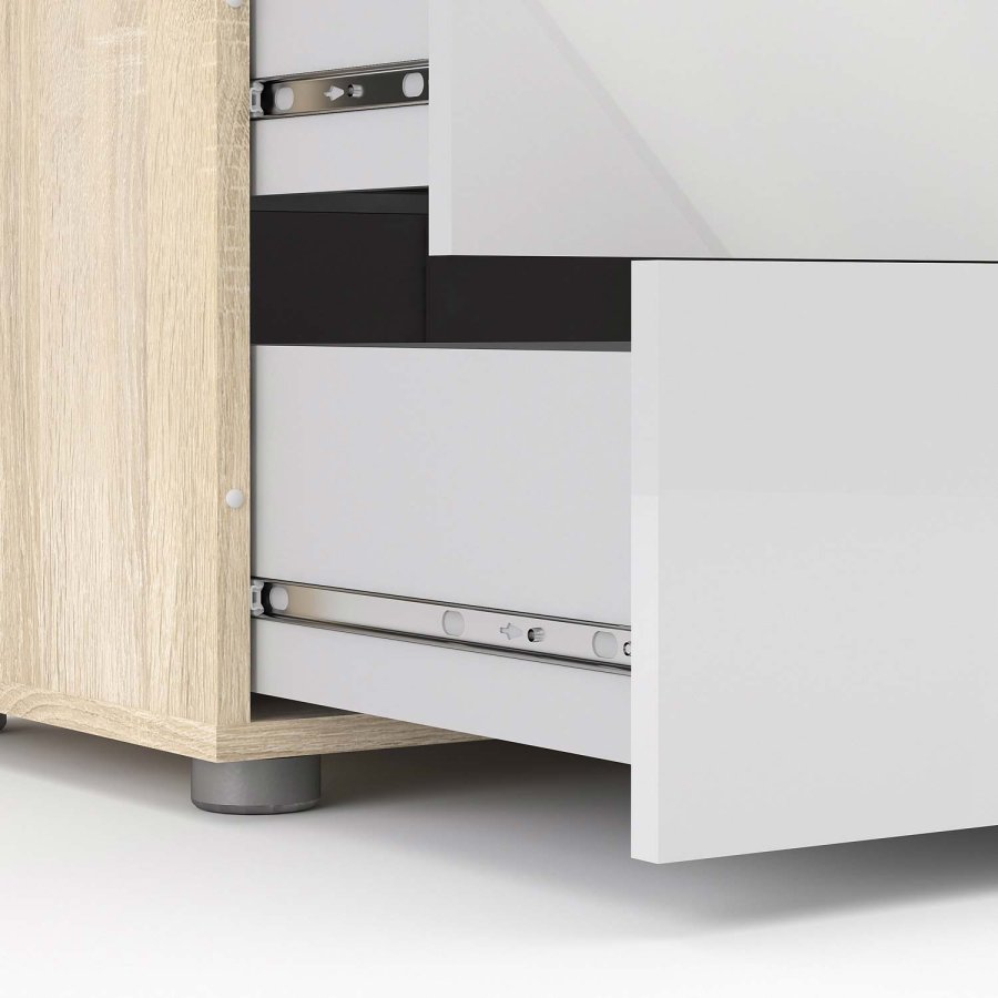 TVILUM Pepe kommode - hvid hjglans/natur tr/egetrsfinér, m. 5 skuffer