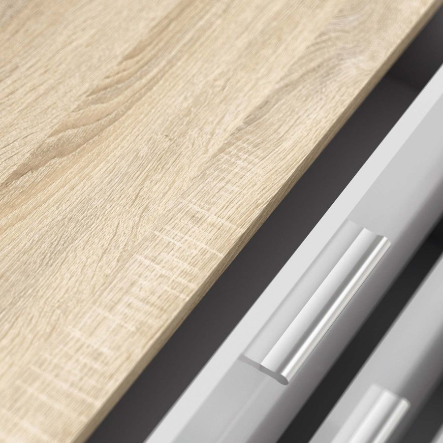 TVILUM Pepe kommode - hvid hjglans/natur tr/egetrsfinér, m. 5 skuffer