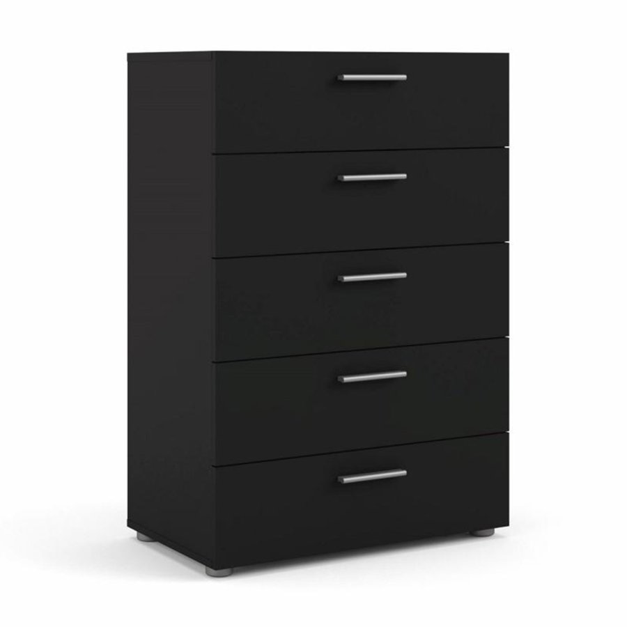 TVILUM Pepe kommode, m. 5 skuffer - sort folie og plastik