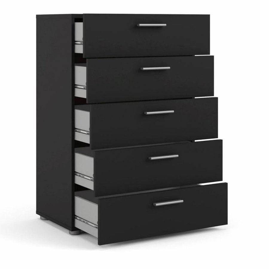 TVILUM Pepe kommode, m. 5 skuffer - sort folie og plastik