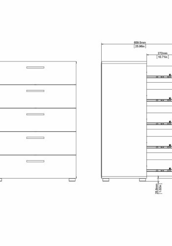 TVILUM Pepe kommode, m. 5 skuffer - sort folie og plastik