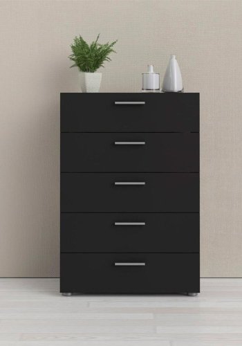 TVILUM Pepe kommode, m. 5 skuffer - sort folie og plastik