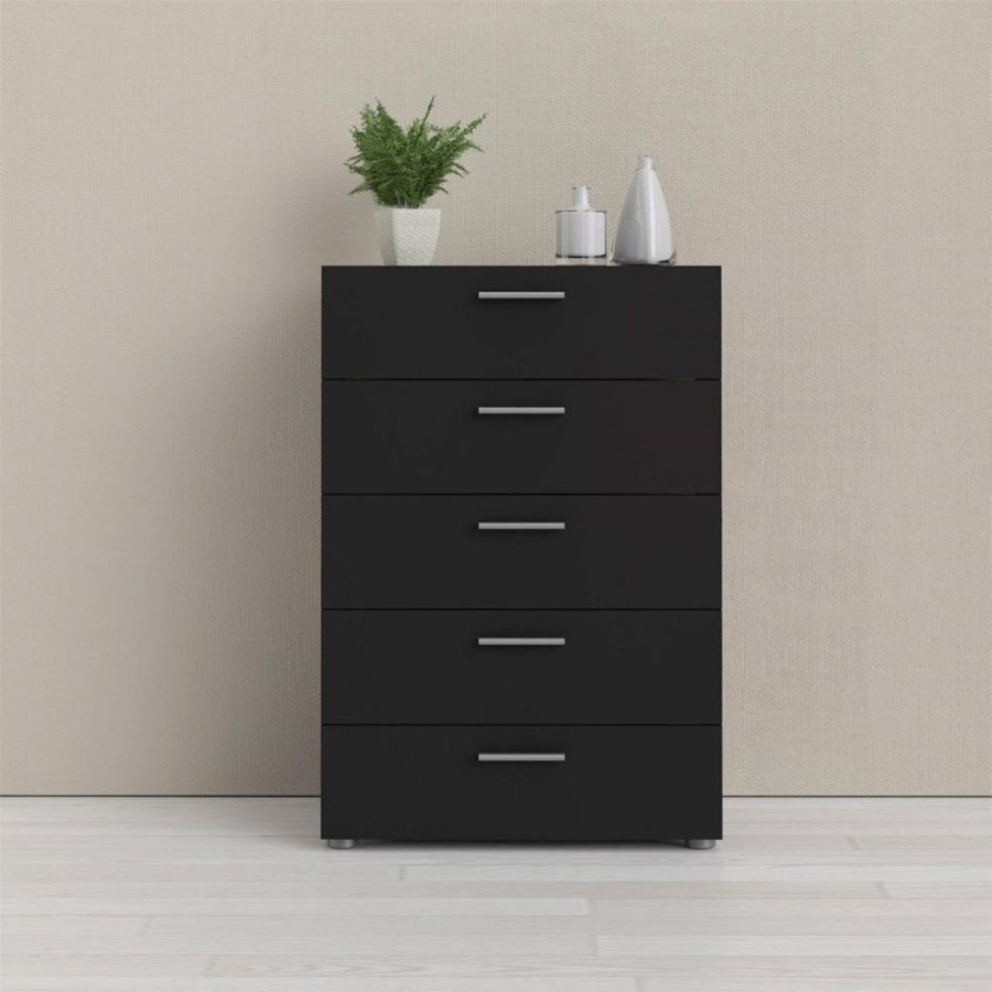 TVILUM Pepe kommode, m. 5 skuffer - sort folie og plastik