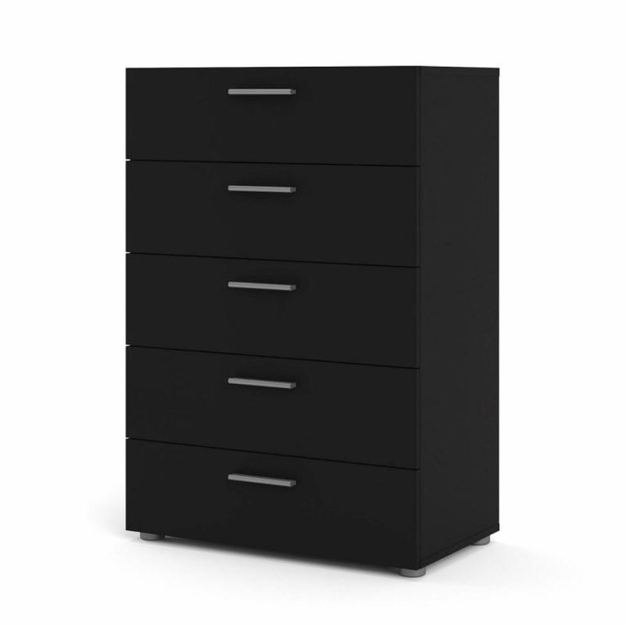 TVILUM Pepe kommode, m. 5 skuffer - sort folie og plastik