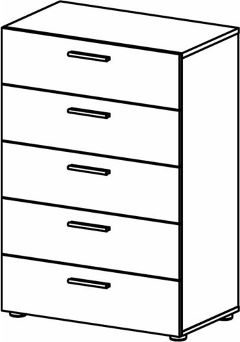 TVILUM Pepe kommode, m. 5 skuffer - sort folie og plastik