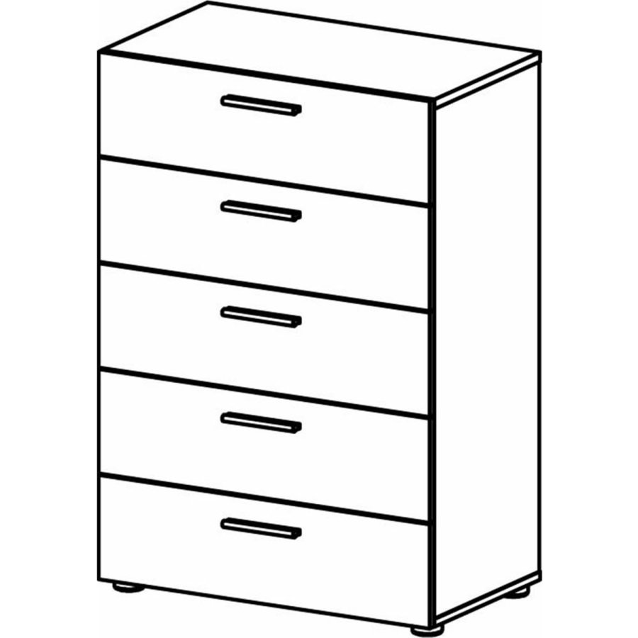 TVILUM Pepe kommode, m. 5 skuffer - sort folie og plastik