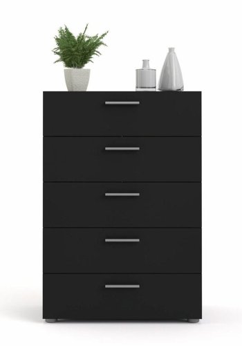 TVILUM Pepe kommode, m. 5 skuffer - sort folie og plastik