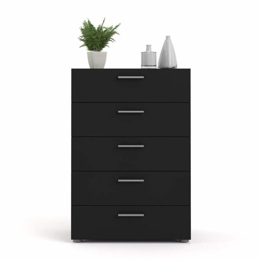 TVILUM Pepe kommode, m. 5 skuffer - sort folie og plastik