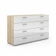 TVILUM Pepe kommode - hvid hjglans/natur tr/egetrsfinér, m. 8 skuffer