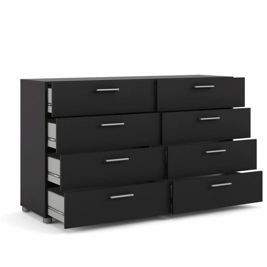 TVILUM Pepe dobbelt kommode, m. 8 skuffer - sort folie og plastik