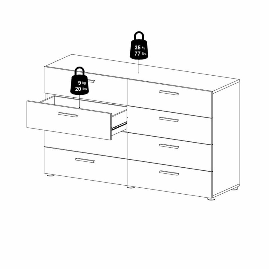 TVILUM Pepe dobbelt kommode, m. 8 skuffer - sort folie og plastik