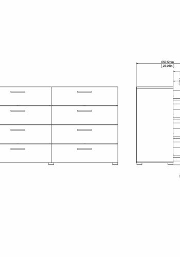 TVILUM Pepe dobbelt kommode, m. 8 skuffer - sort folie og plastik